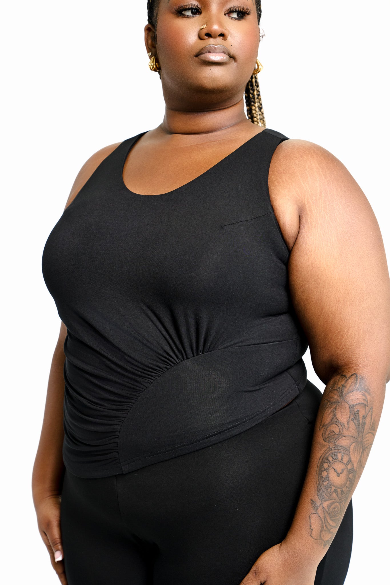 Aisha Asymmetric Ruched Tank Top