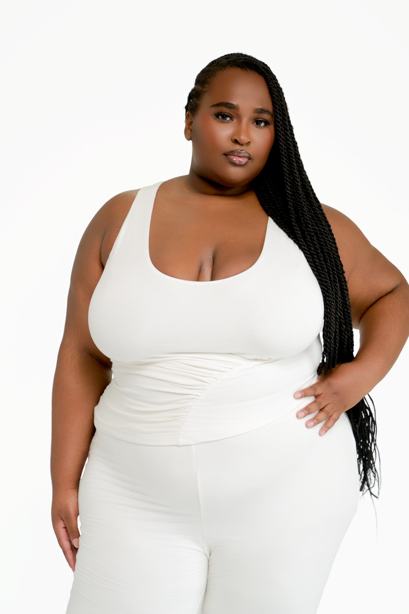 Aisha Asymmetric Ruched Tank Top