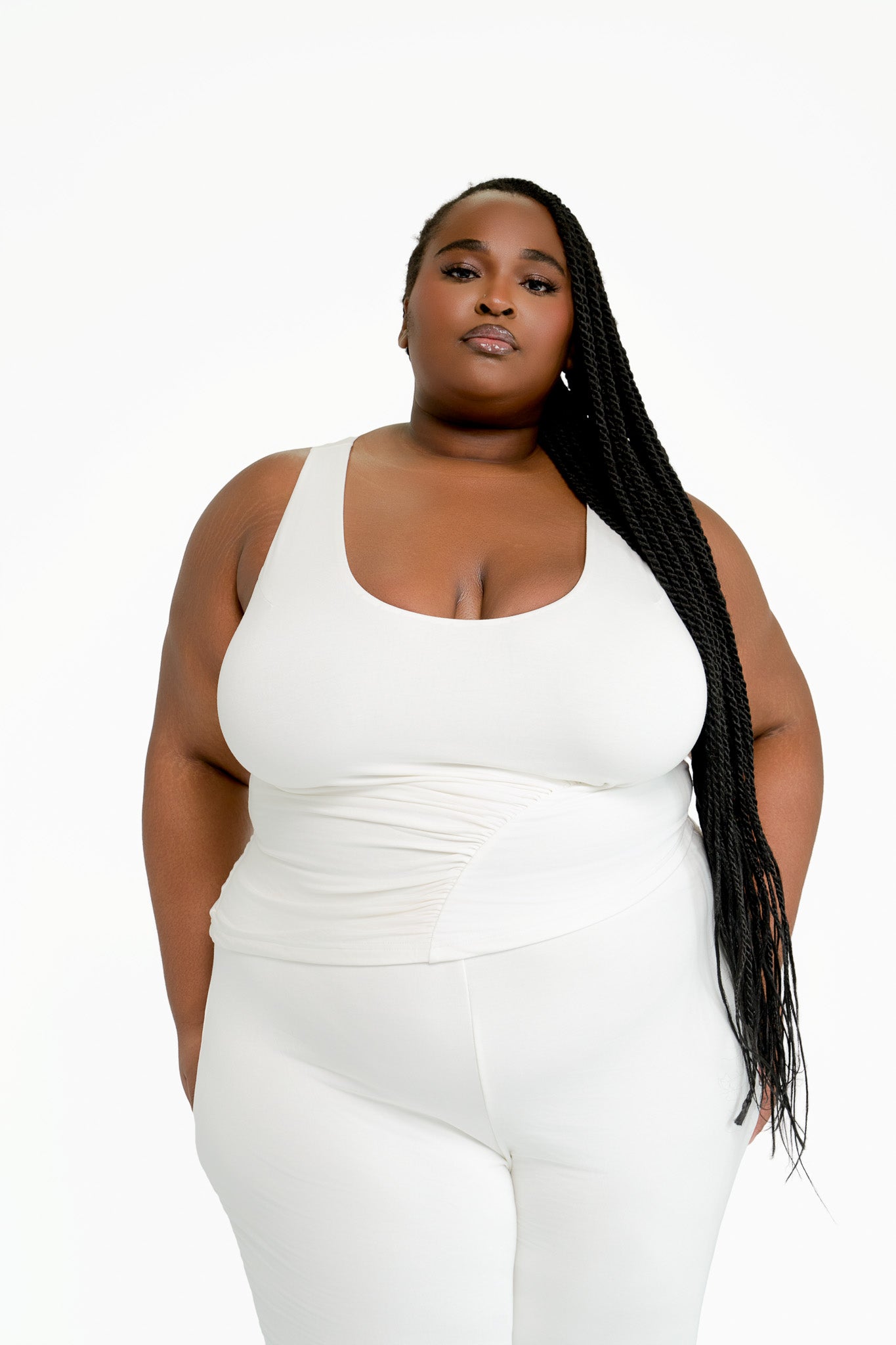 Aisha Asymmetric Ruched Tank Top
